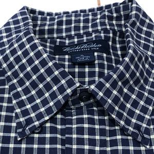 Brooks Brothers XL Navy Blue &  Yellow Plaid Shirt